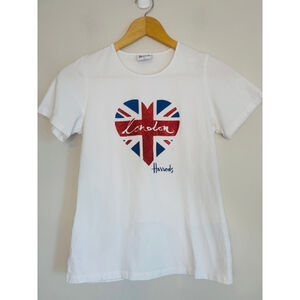 Harrods Union Jack Heart Tee White Small